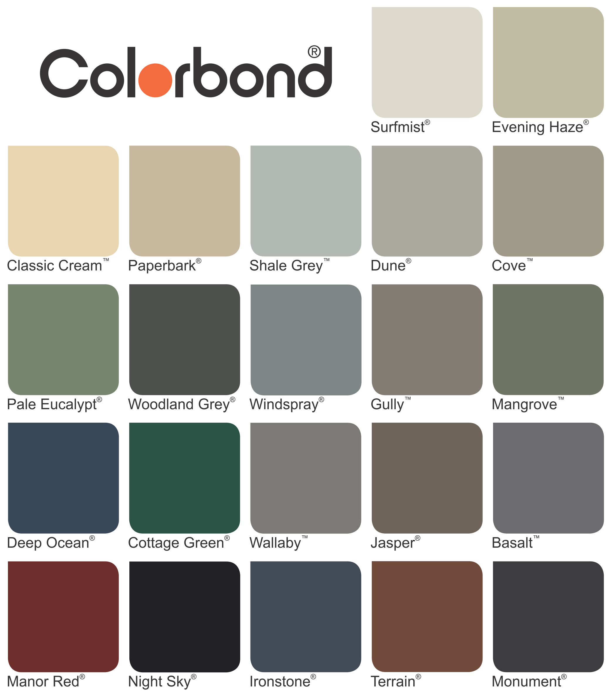 Everlast Roofing Color Chart